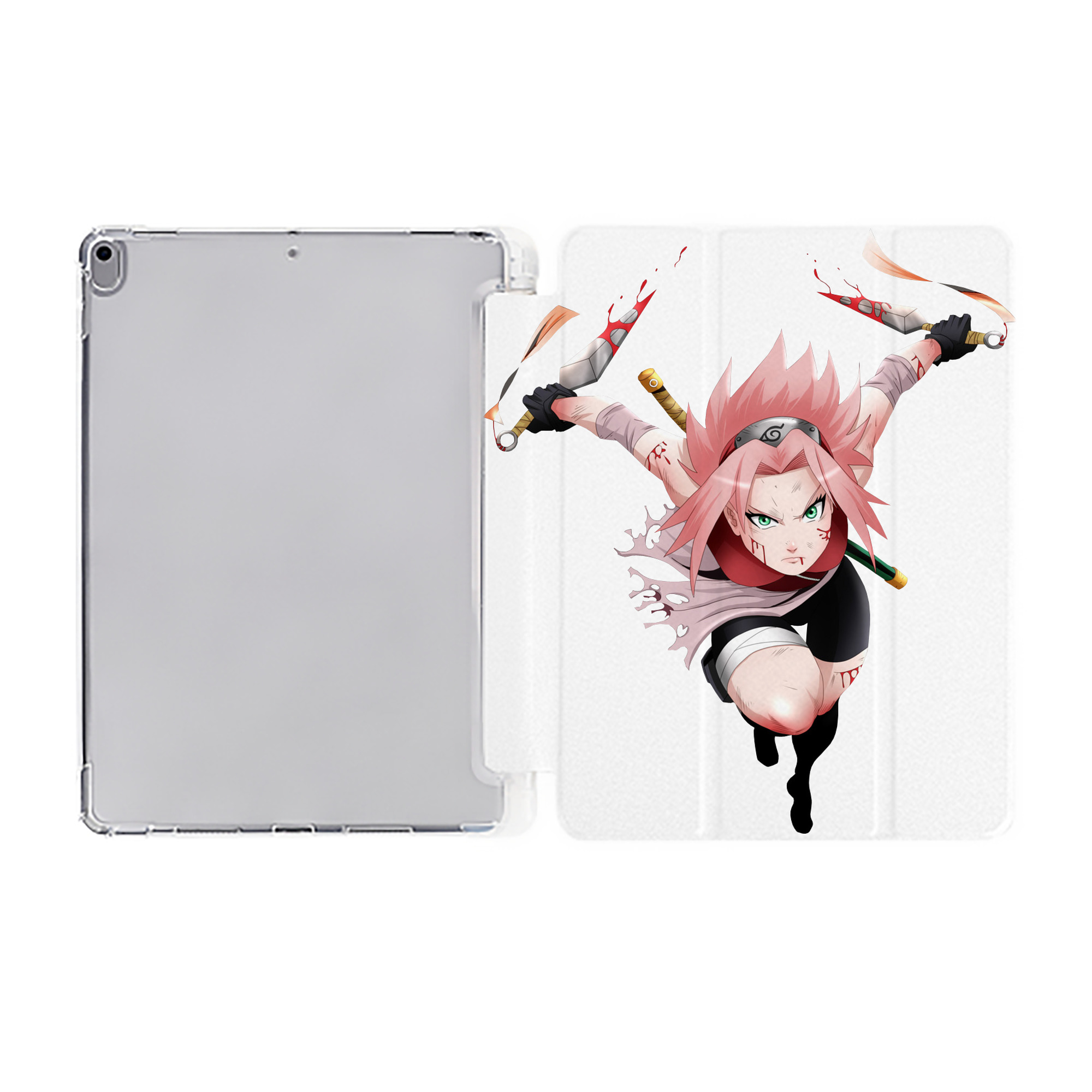 （画像用） NARUTO -ナルト- 春野サクラ Haruno Sakura IPad ケース ペン収納付き 三つ折りスタンド PUレザー×シリコン 対応機種9.5/10.5/10.9インチ